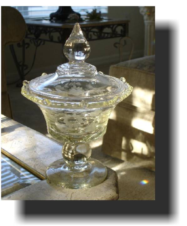 Wheel Engraved Covered Compote