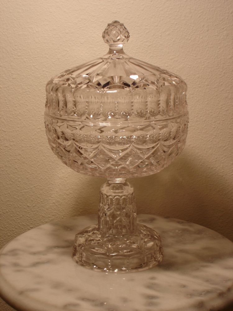 EAPG Pioneer Loop and Block AKA Draped Red Top Covered Compote eBay